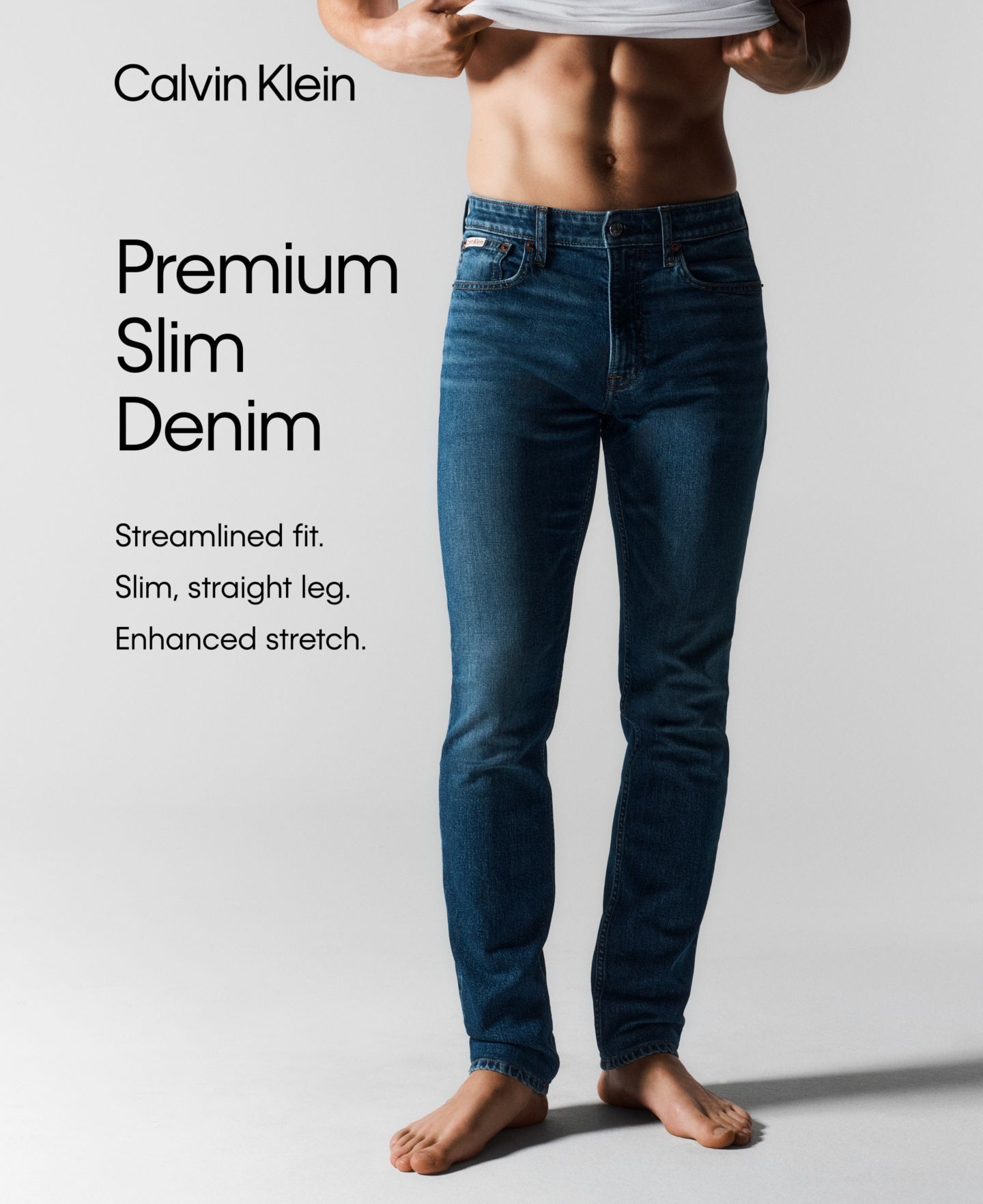 Мужские джинсы Calvin Klein Slim-Fit Stretch Denim, цвет: Синий пепельный каменный — фото 6
