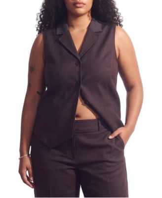 Plus Size Edwin Denim Look Vest Tops