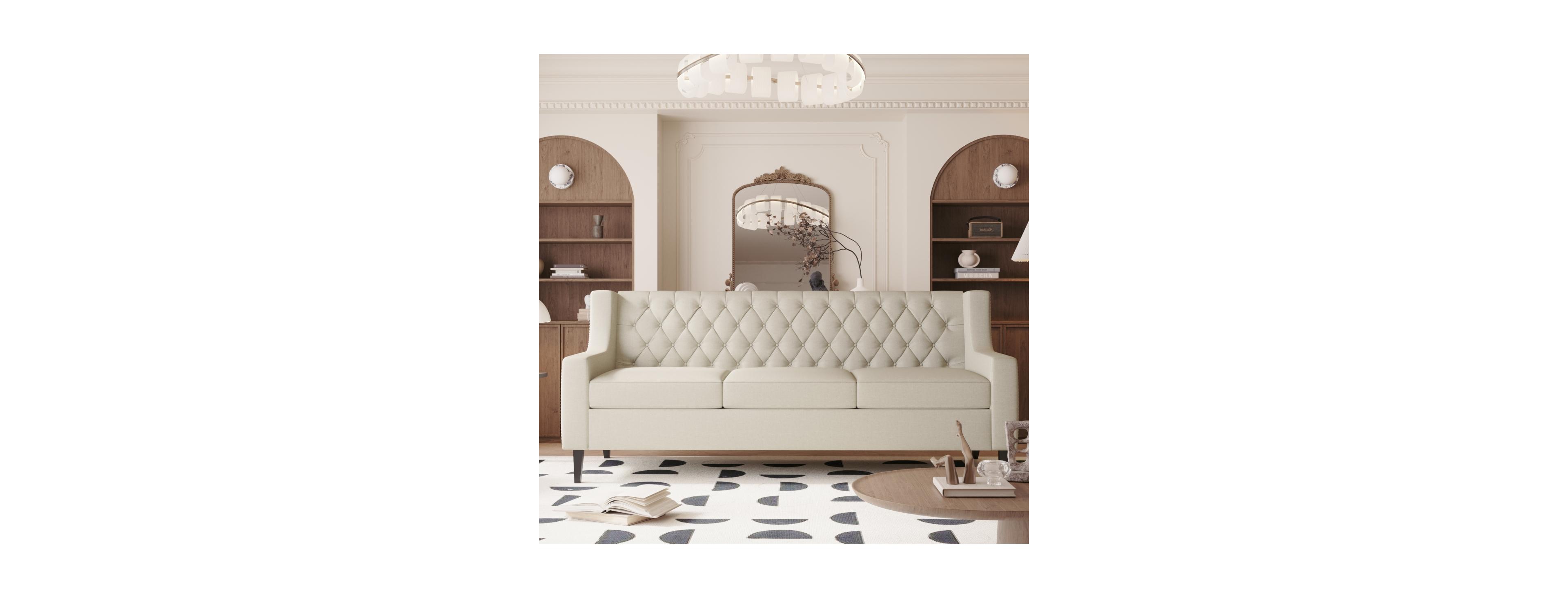 Streamdale Furniture 78.75" Mid-Century Modern 3-Seater Tufted Sofa Couch