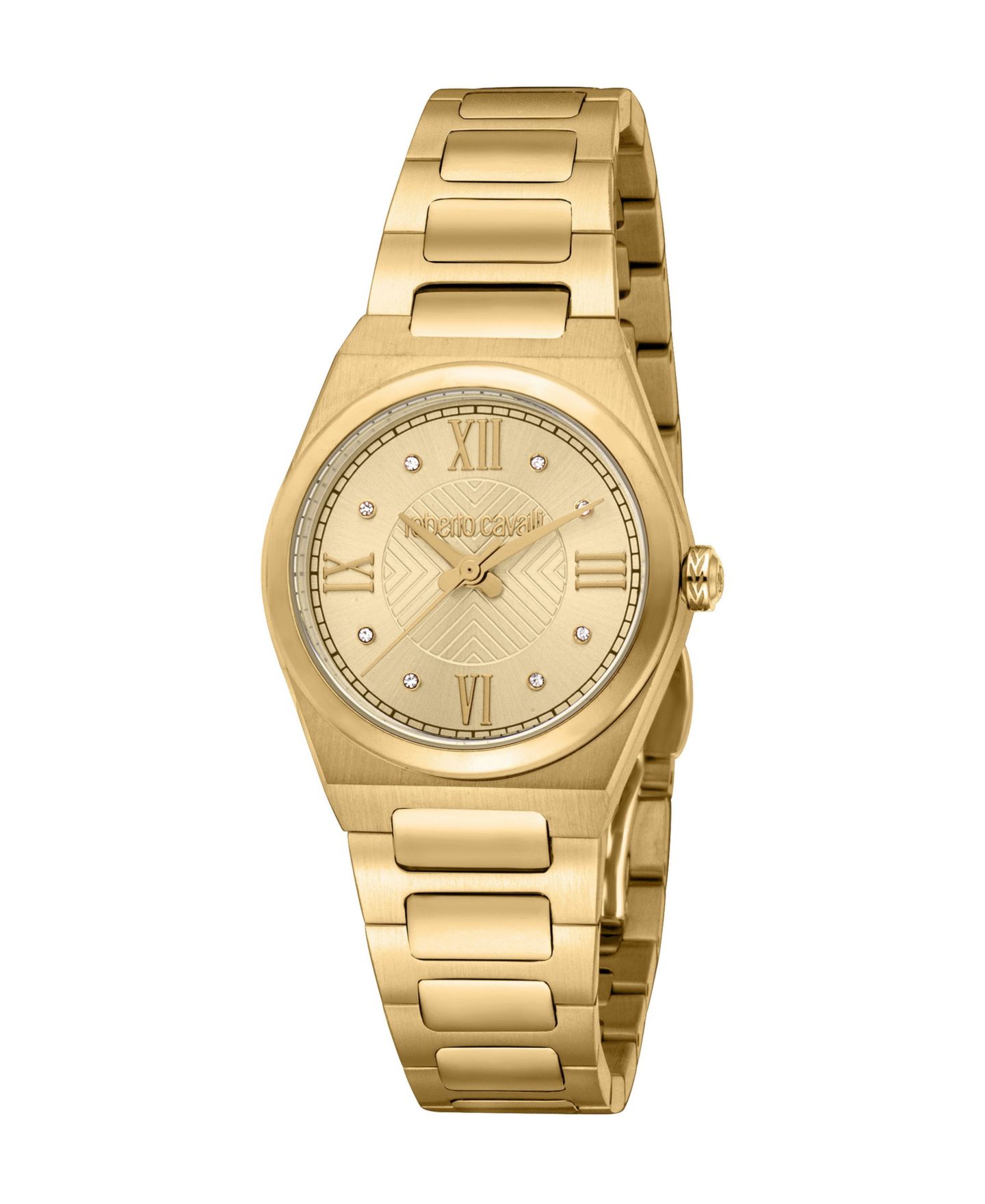 Женские часы Roberto Cavalli Quartz Water-Resistant Gold-Tone Stainless Steel Bracelet Watch, 30 mm, цвет: Золотой — фото 1