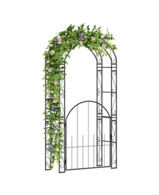 84-Inch Metal Garden Arbor Arch with Lockable Gate