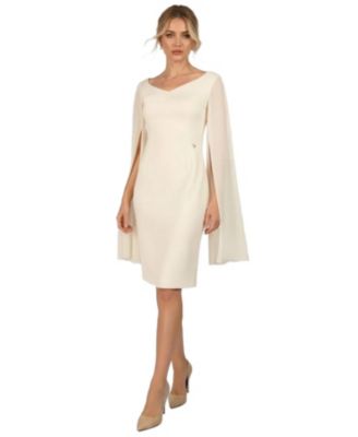 Women's Rebeka V-Neck Sheath Dress with Removable Cape Sleeves