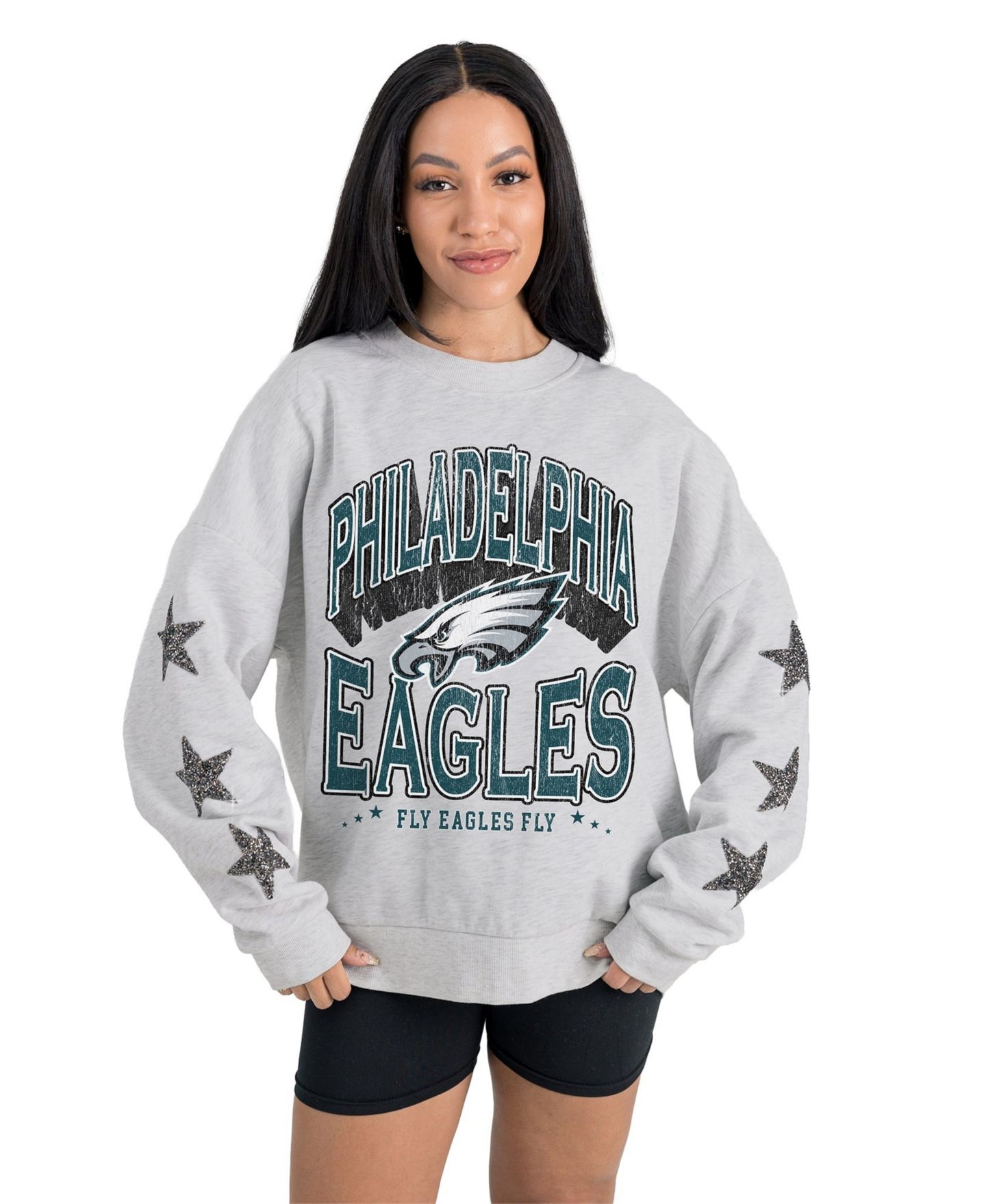 Женская толстовка Gameday Couture Ash Philadelphia Eagles Resilience Relaxed Rhinestone Pullover — фото 1