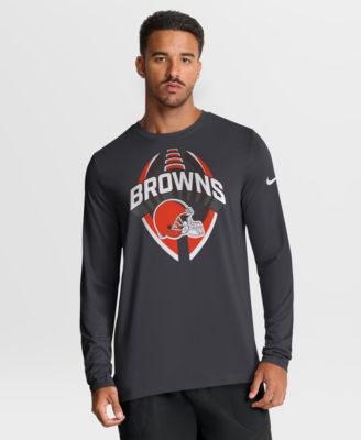 Men's Anthracite Cleveland Browns Primetime Legend Icon Performance Long-Sleeve T-Shirt