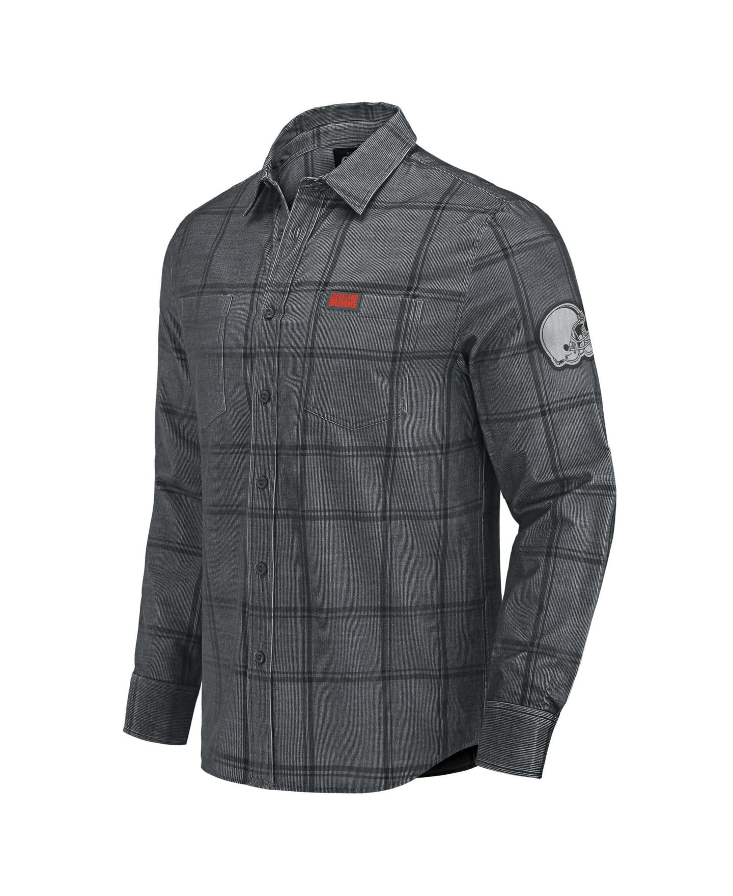 Мужская рубашка Darius Rucker Collection By Fanatics Gray Cleveland Browns Micro Corduroy Plaid Button Up — фото 2