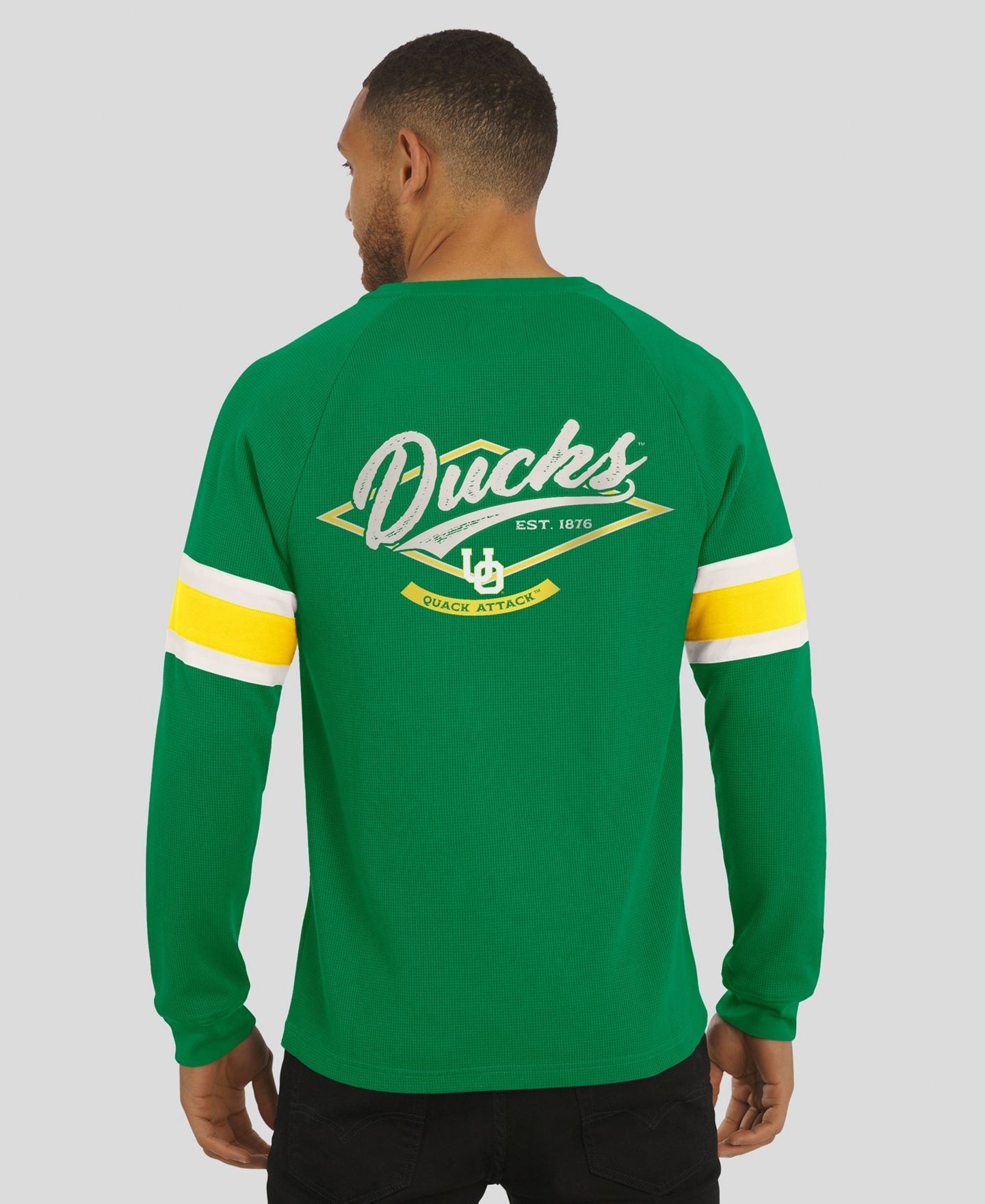 Мужская футболка Darius Rucker Collection By Fanatics Green Oregon Ducks Waffle-Knit Raglan Long-Sleeve Henley — фото 5