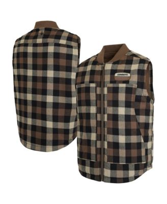 Men's Brown Dallas Cowboys Sherpa-Lined Plaid Vest