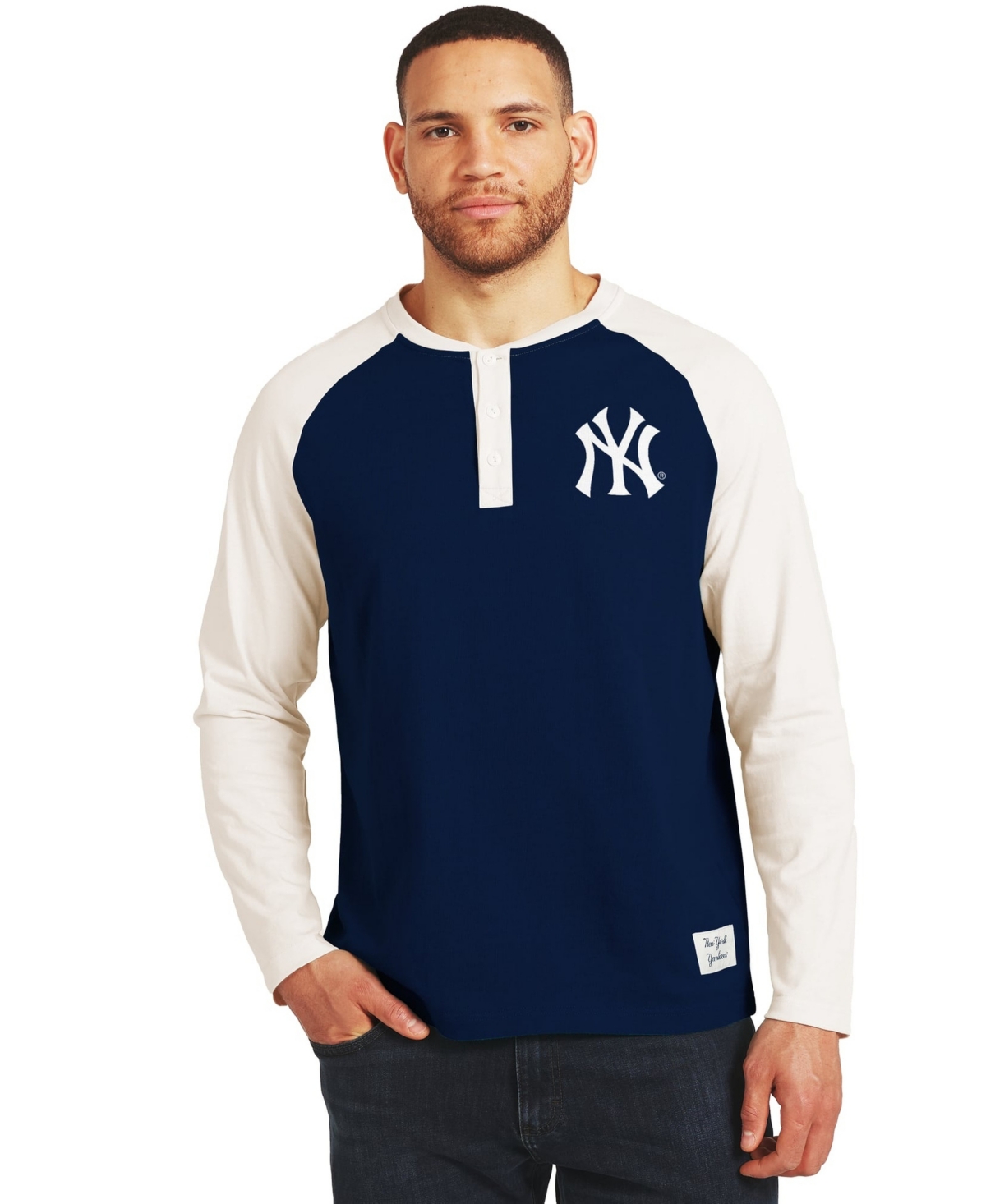 Darius Rucker Collection By Fanatics Men's Navy/White New York Yankees Henley Long-Sleeve T-Shirt - Navy, White