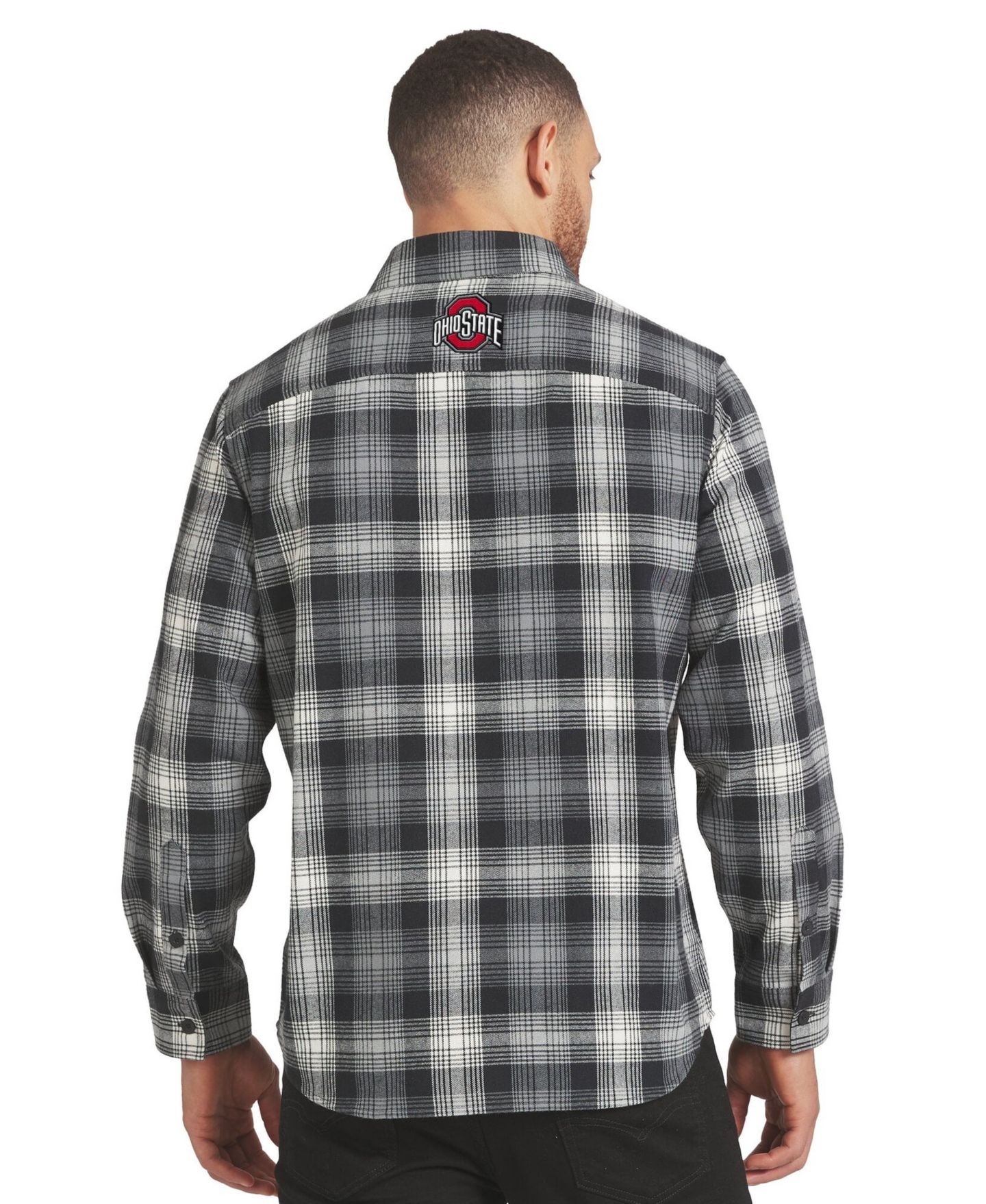 Мужская рубашка Darius Rucker Collection By Fanatics Black Ohio State Buckeyes Plaid Long-Sleeve Button-Up — фото 3