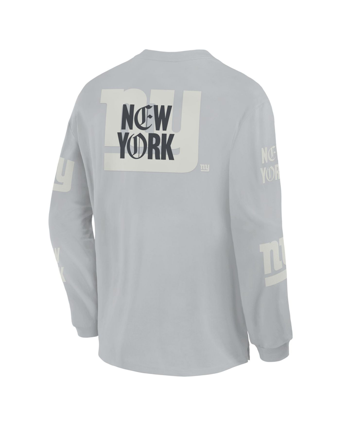 Мужская футболка Fanatics Gray New York Giants Oversized Type Play Long-Sleeve — фото 5