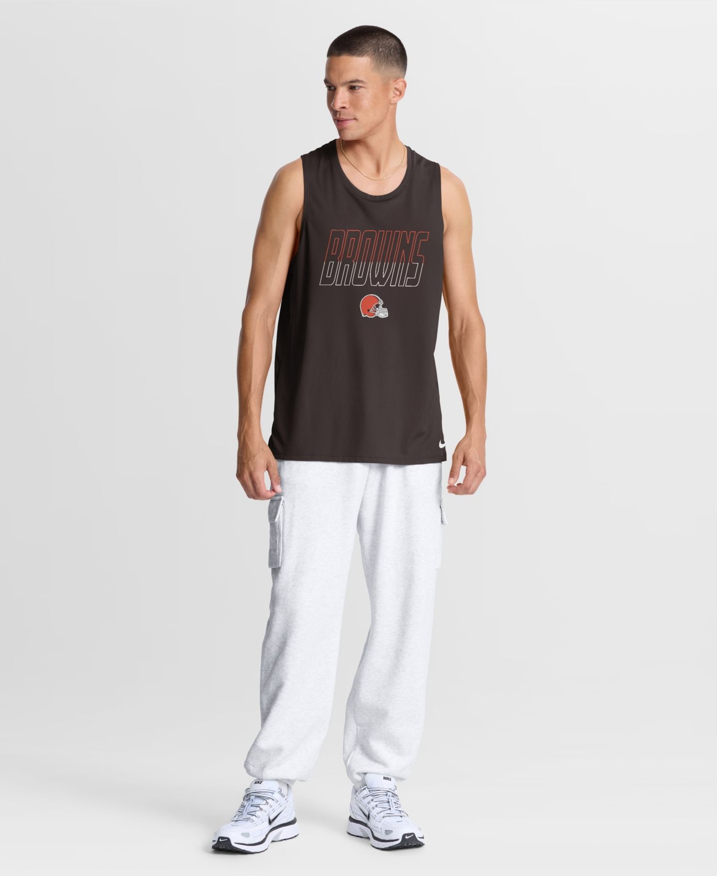 Мужской топ Nike Brown Cleveland Browns Kickoff Miler Dri-FIT Tank — фото 3