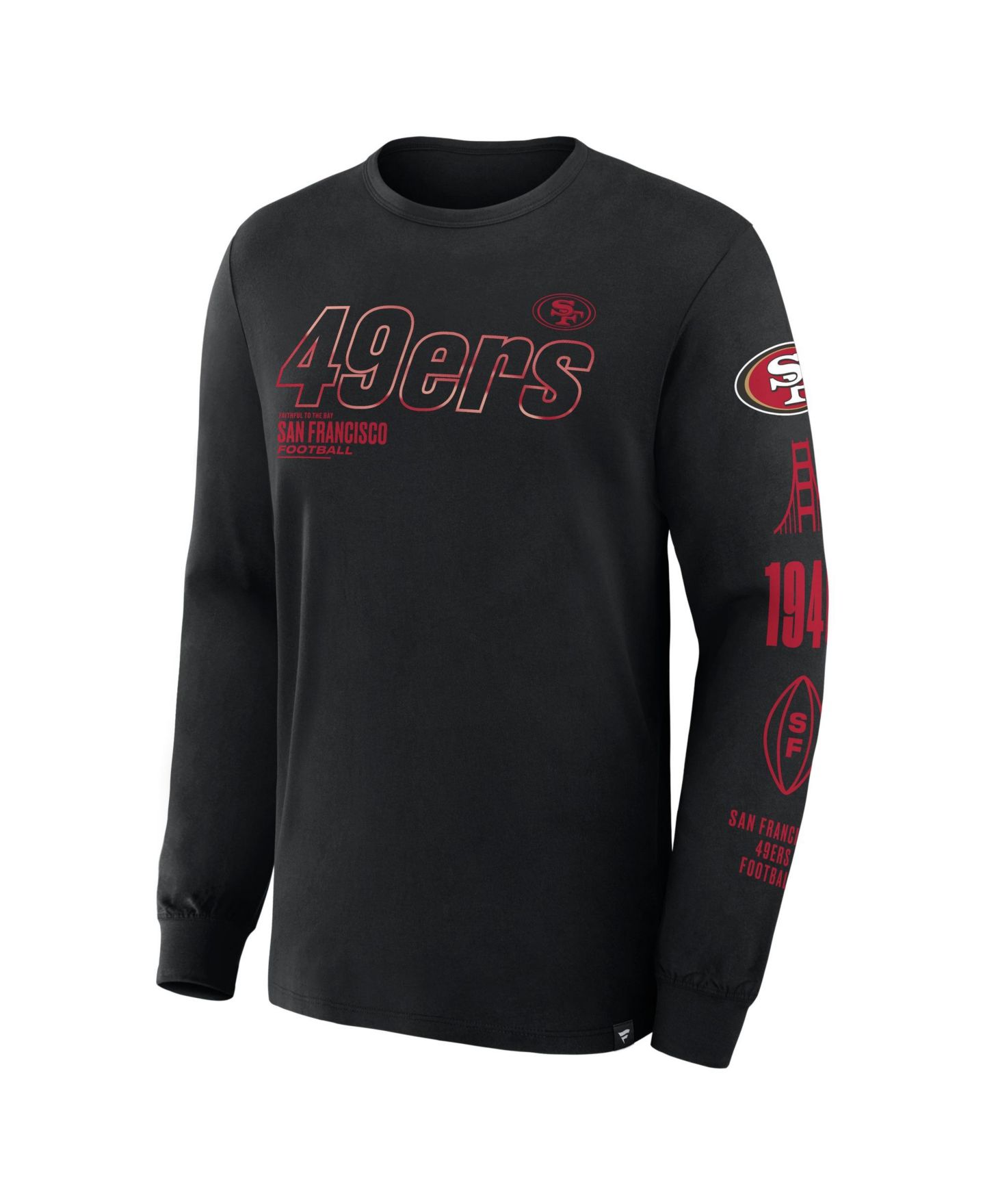 Мужская футболка Fanatics Black San Francisco 49ers Checkdown Pass Long-Sleeve — фото 3