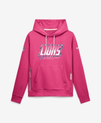 Women's Pink Detroit Lions 2026 NFL Crucial Catch Sideline Standard Issue Dri-FIT Pullover Hoodie