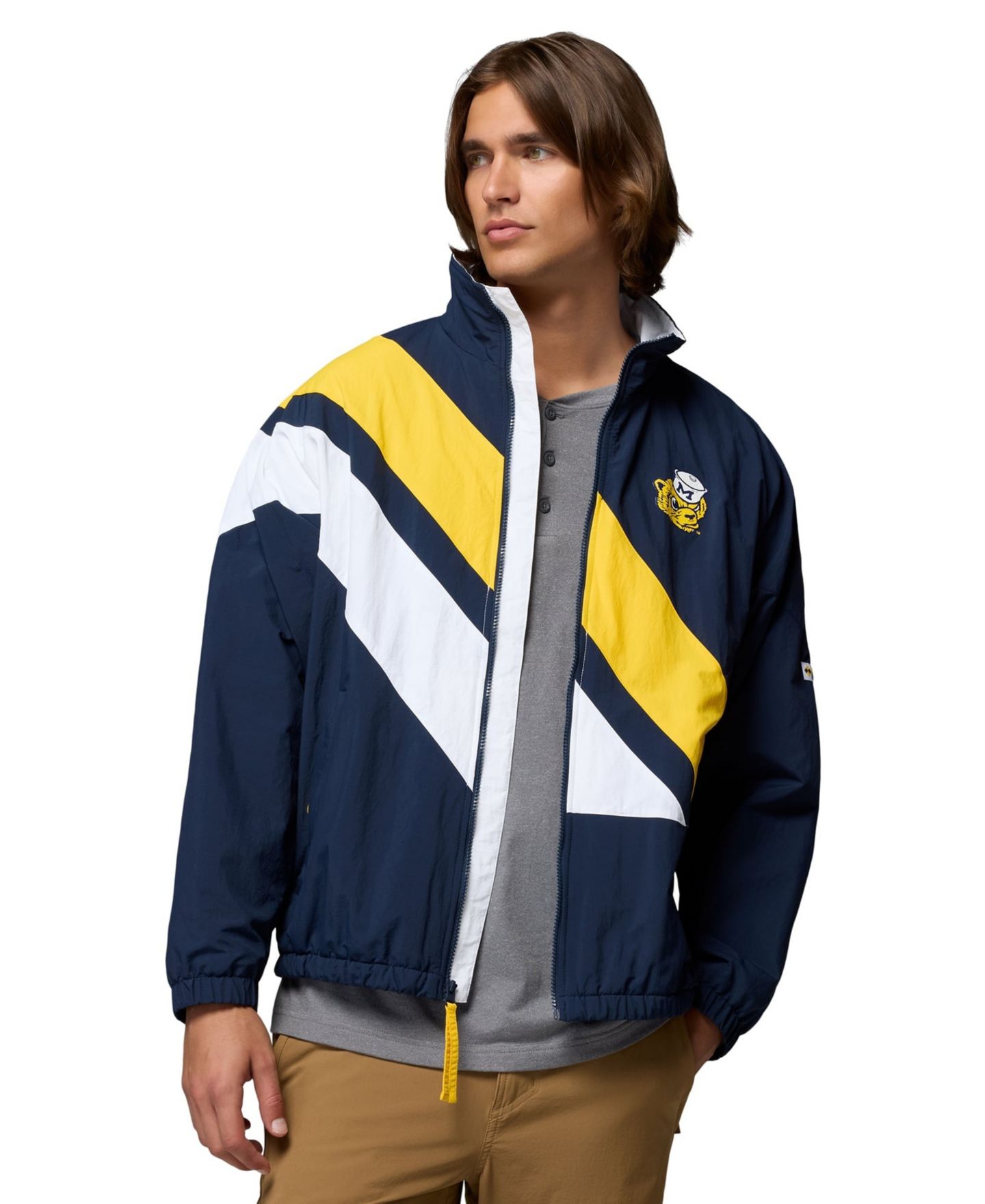 Мужская куртка Columbia Navy Michigan Wolverines Reventure Full-Zip Windbreaker Omni-Shield — фото 1