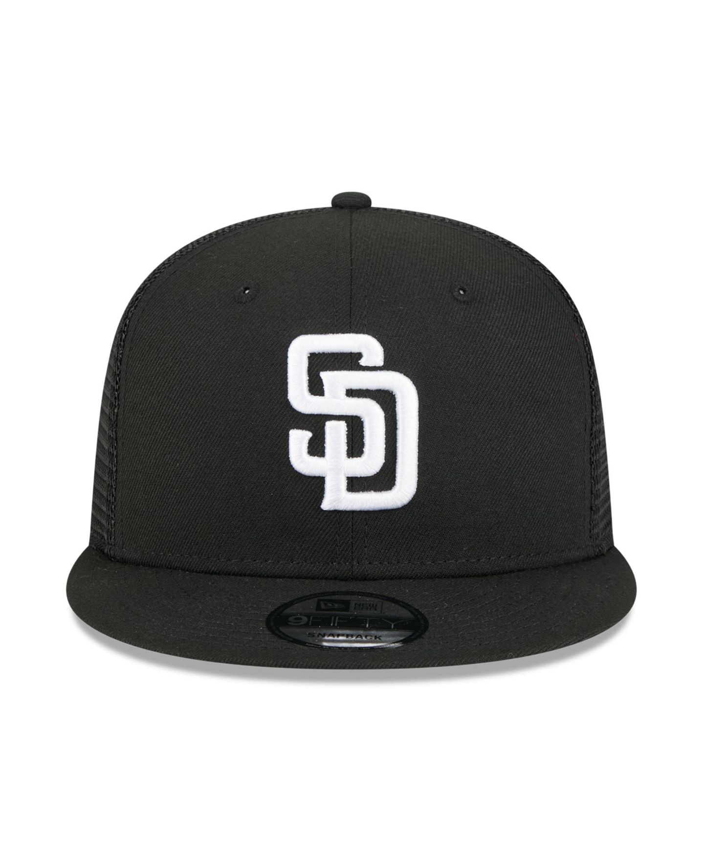 Мужская кепка New Era Black San Diego Padres 9FIFTY Adjustable Trucker Hat — фото 2