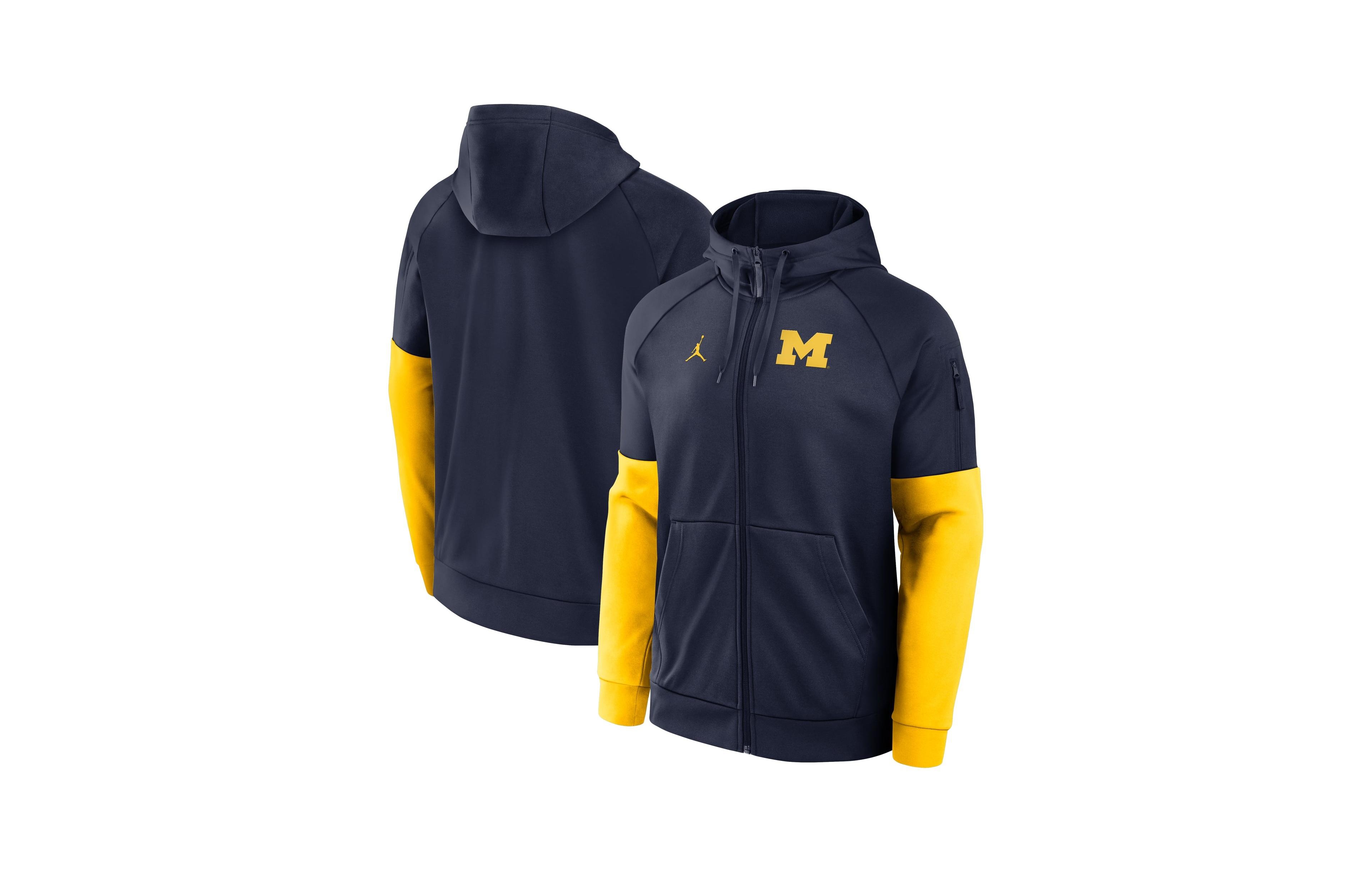 Jordan Men's Navy Michigan Wolverines Primetime Primary Logo Therma-fit Raglan Full-Zip Hoodie