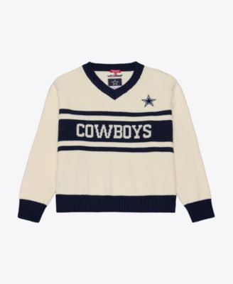 Women's Cream/Navy Dallas Cowboys Retro Roots V-Neck Sweater