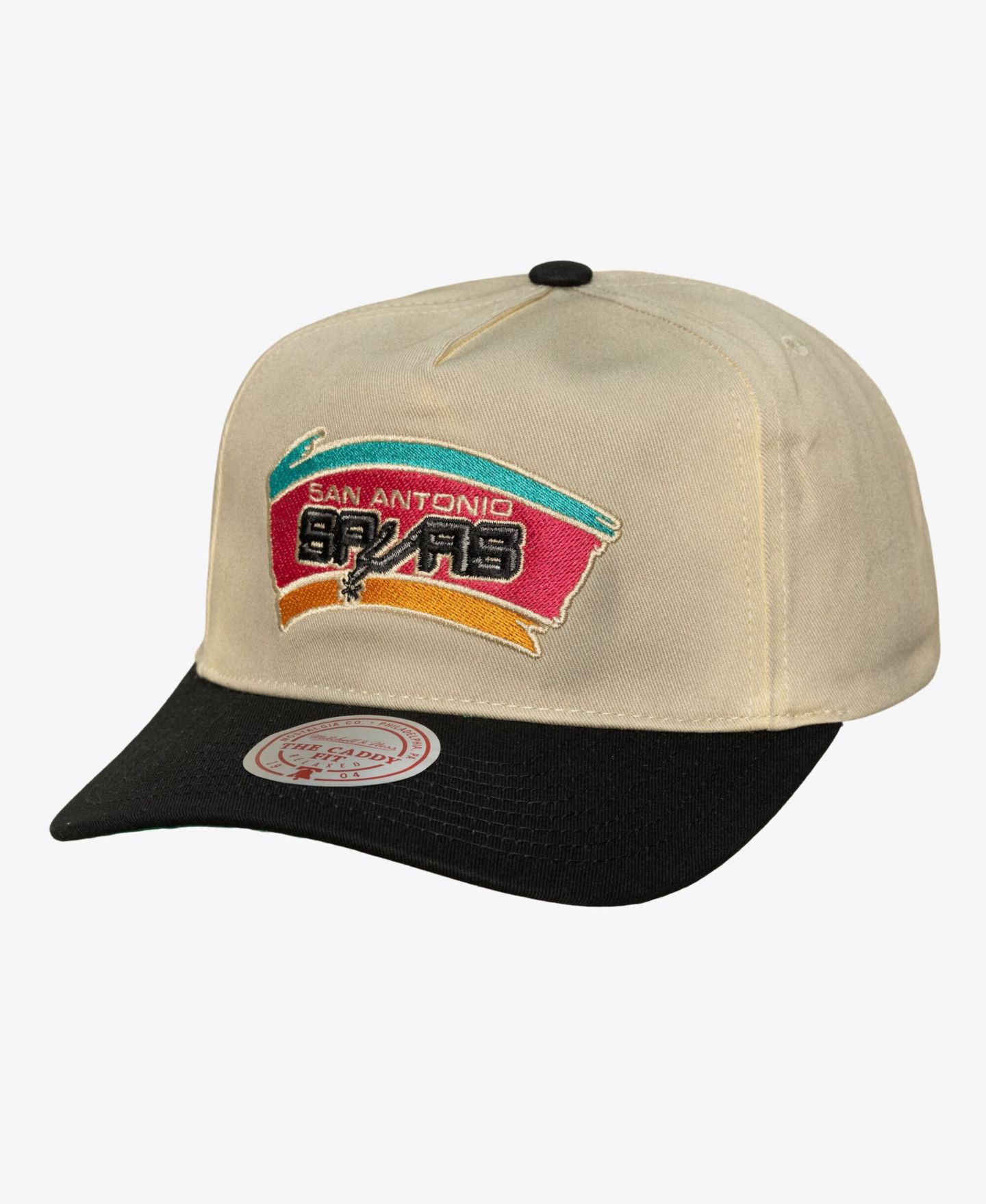 Мужская кепка Mitchell & Ness Cream San Antonio Spurs Hardwood Classics Retro Roots Snapback Hat — фото 1