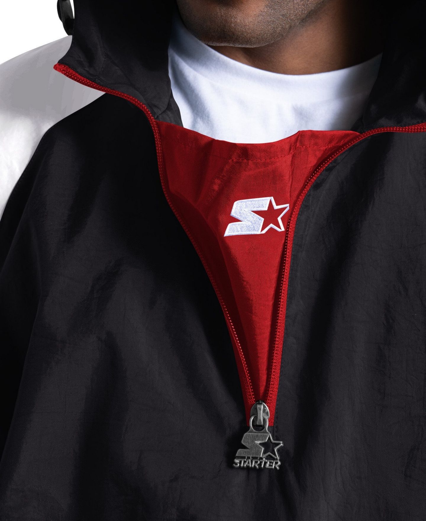 Мужская куртка Starter Black Atlanta Falcons Street Cut Retro Logo Half-Zip — фото 3