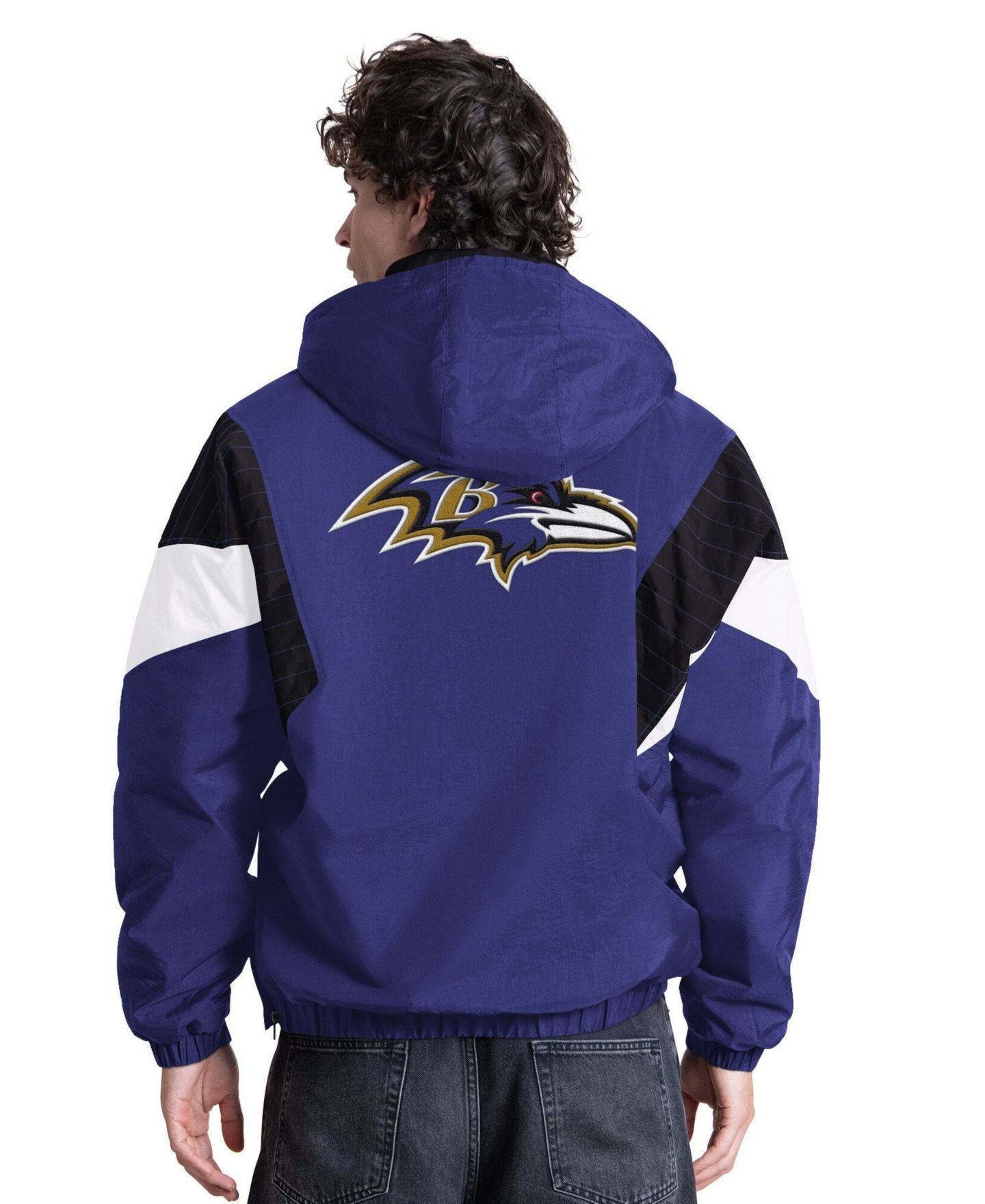 Мужская куртка Starter Purple Baltimore Ravens The Throwback Half-Zip Hooded — фото 2