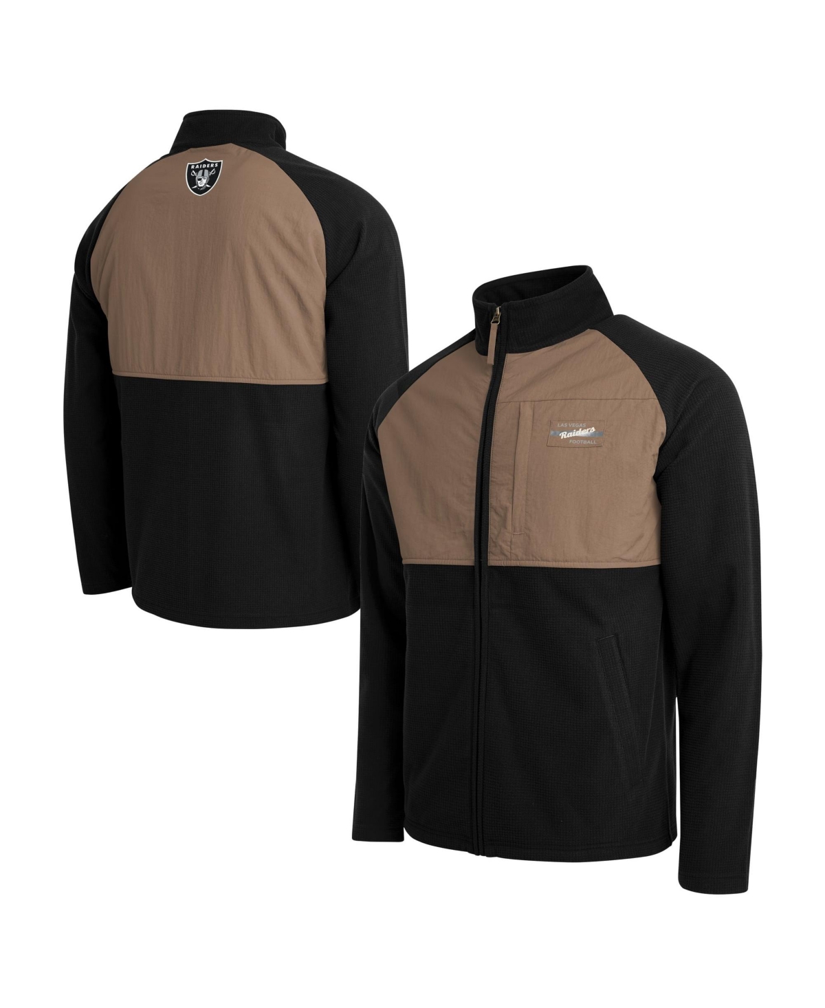 Darius Rucker Collection By Fanatics Men's Black/Tan Las Vegas Raiders Full-Zip Raglan Jacket - Black, Tan