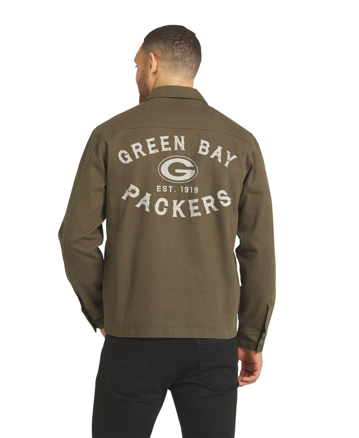 Мужская куртка Darius Rucker Collection By Fanatics Olive Green Bay Packers Brushed Canvas Full-Zip — фото 2