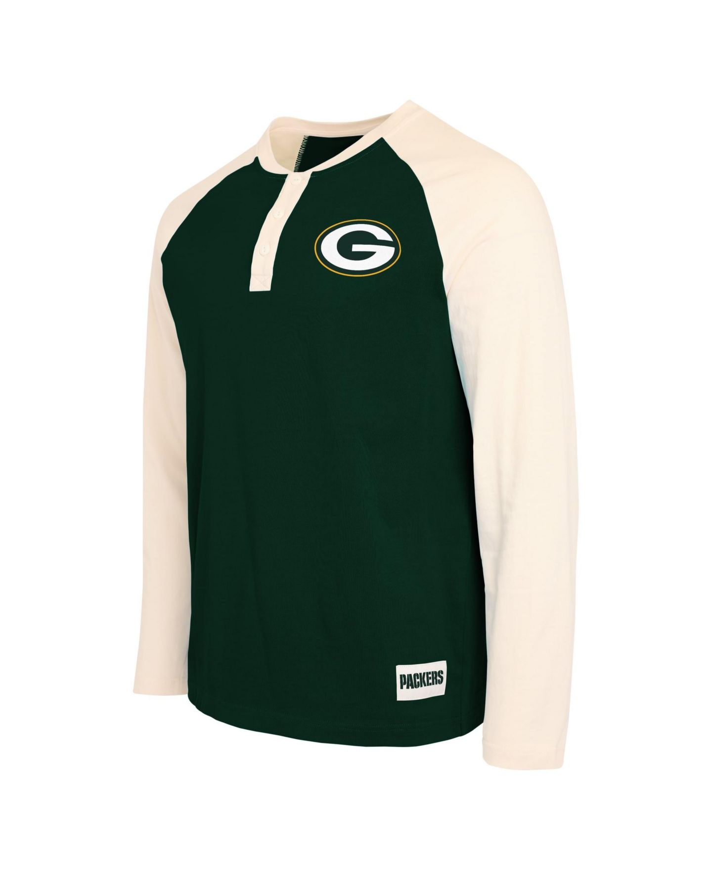 Мужская футболка Darius Rucker Collection By Fanatics Green/Cream Green Bay Packers Henley Long-Sleeve — фото 3