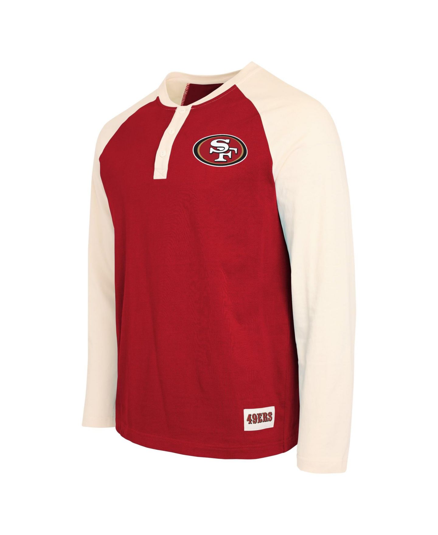 Мужская футболка Darius Rucker Collection By Fanatics Scarlet/Cream San Francisco 49ers Henley Long-Sleeve — фото 3