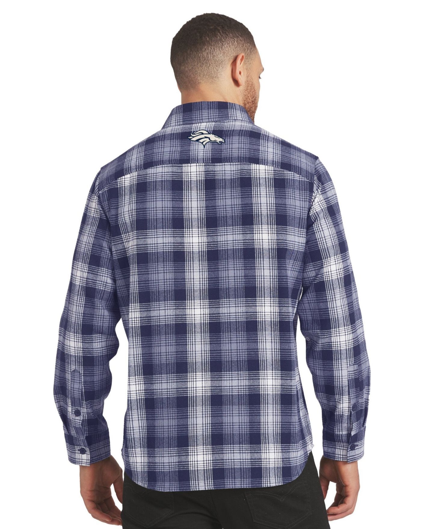 Мужская рубашка Darius Rucker Collection By Fanatics Navy Denver Broncos Plaid Button-Up Flannel — фото 2