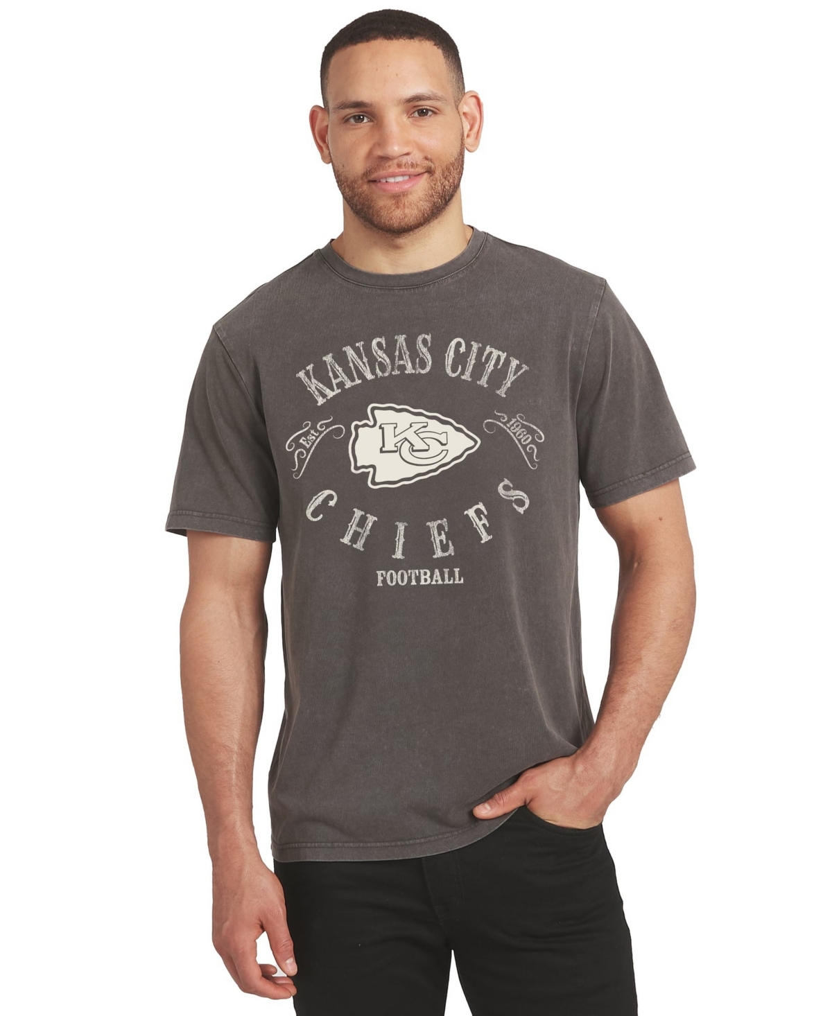 Darius Rucker Collection By Fanatics Men's Charcoal Kansas City Chiefs Washed T-Shirt - Charcoal
