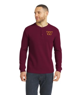 Men's Burgundy Washington Commanders Waffle-Knit Henley Long-Sleeve T-Shirt