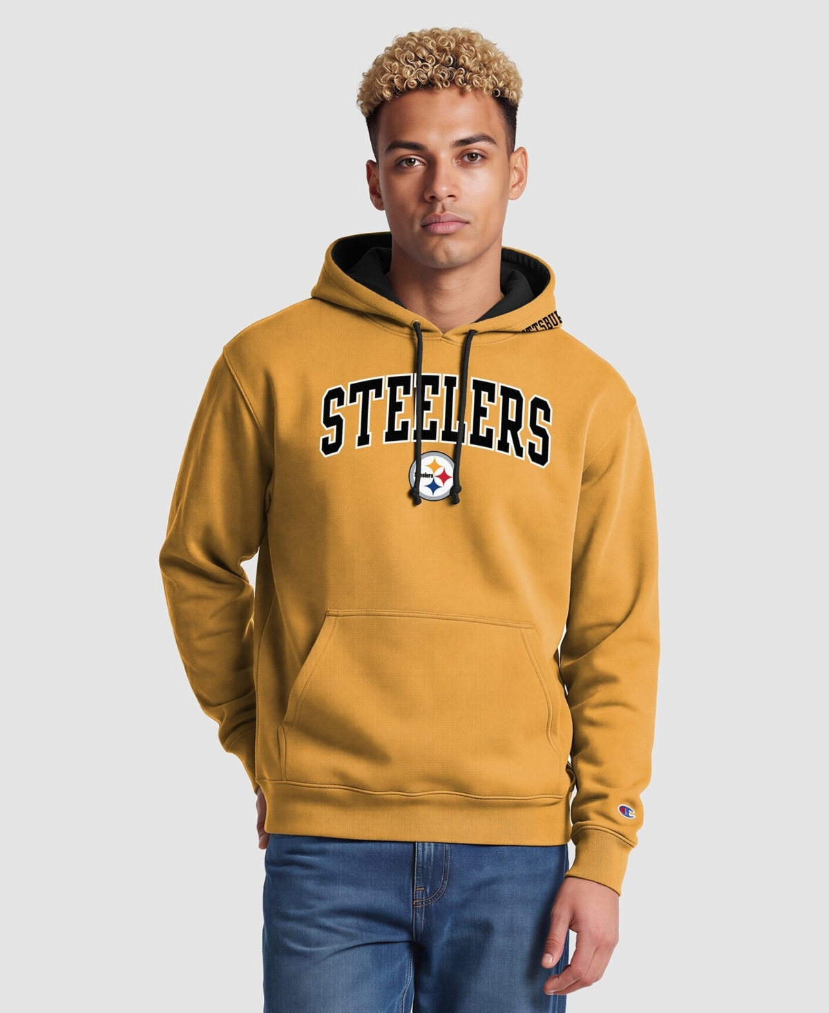 Champion Men's Gold/Black Pittsburgh Steelers Contrast Hoodie - Gold, Black
