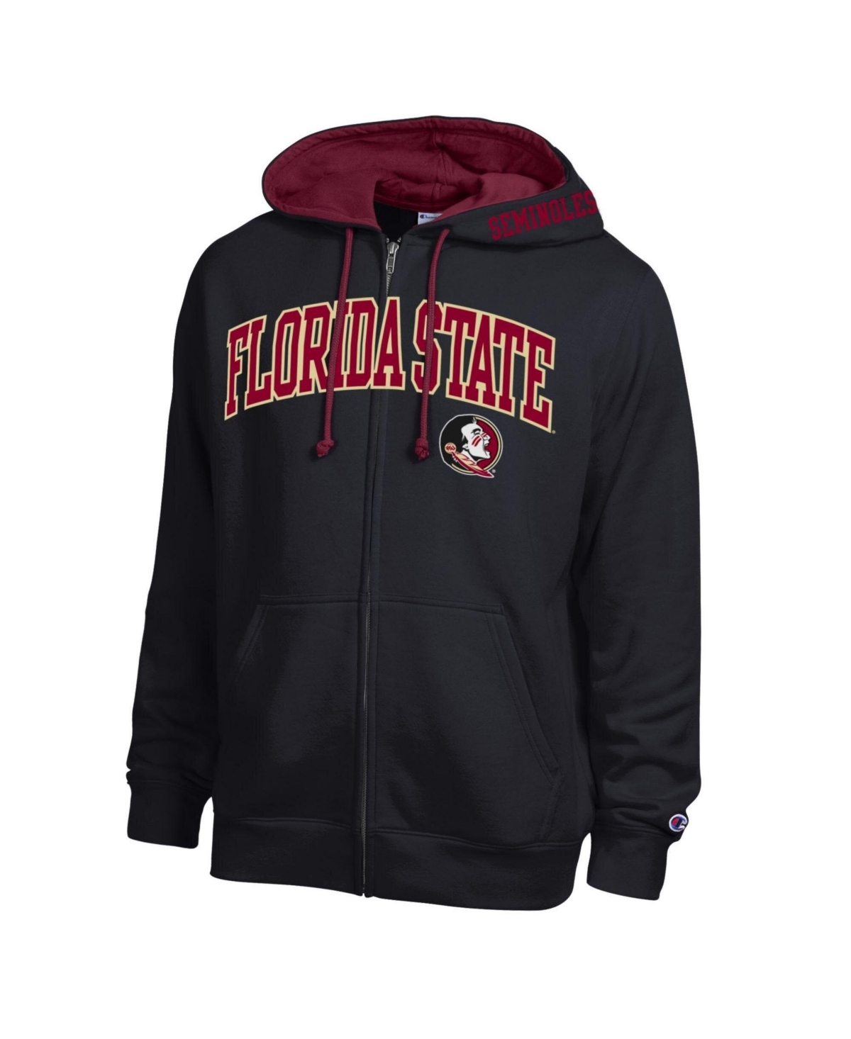 Champion Men's Black Florida State Seminoles Arch Logo Full-Zip Fleece Hoodie - Black
