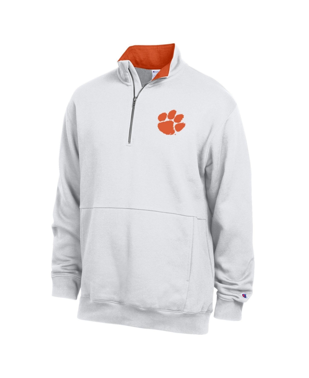 Champion Men's White Clemson Tigers Fleece Quarter-Zip Pullover - White
