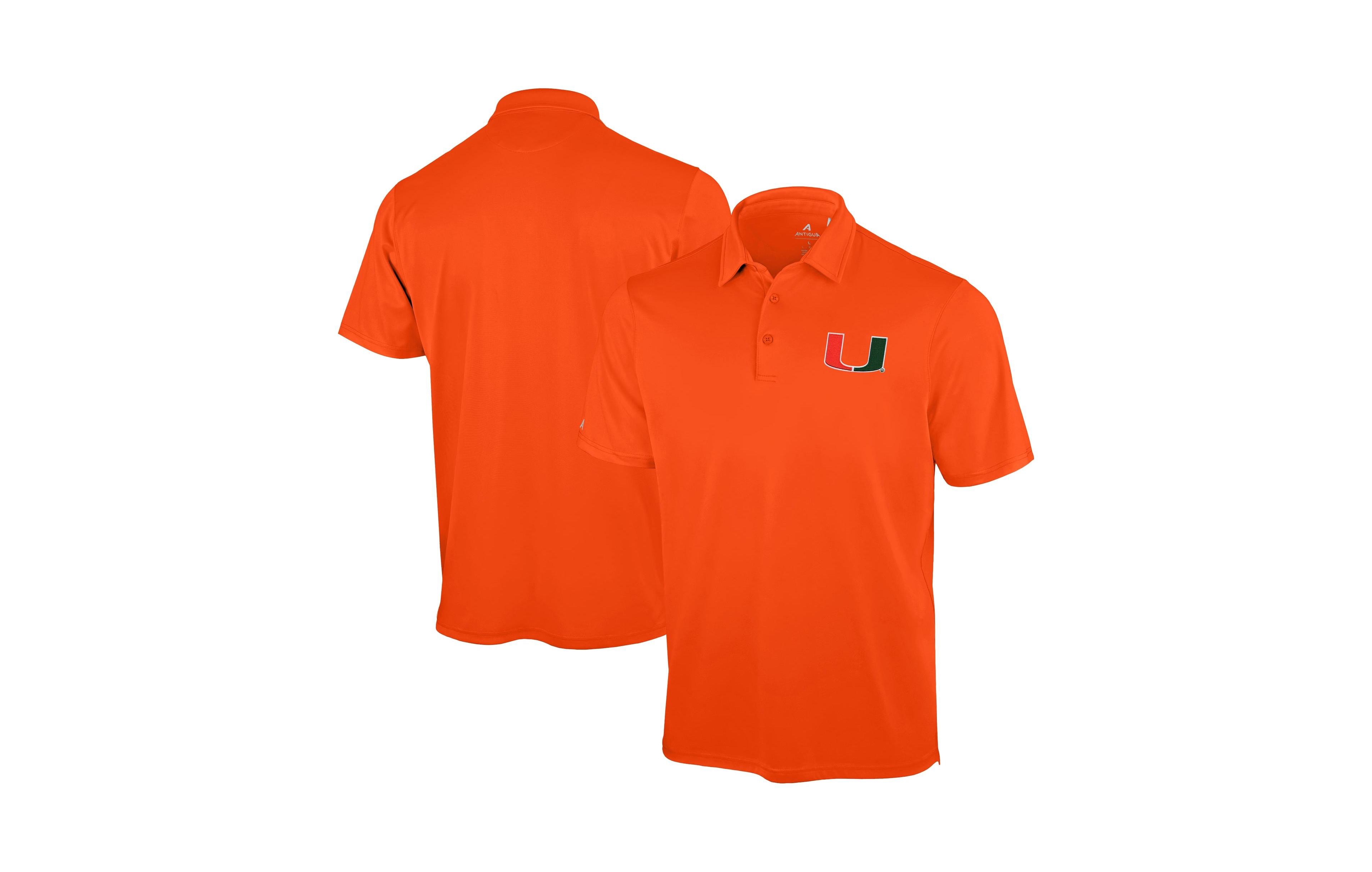 Antigua Men's Orange Miami Hurricanes Unshakeable Solid Polo Shirt