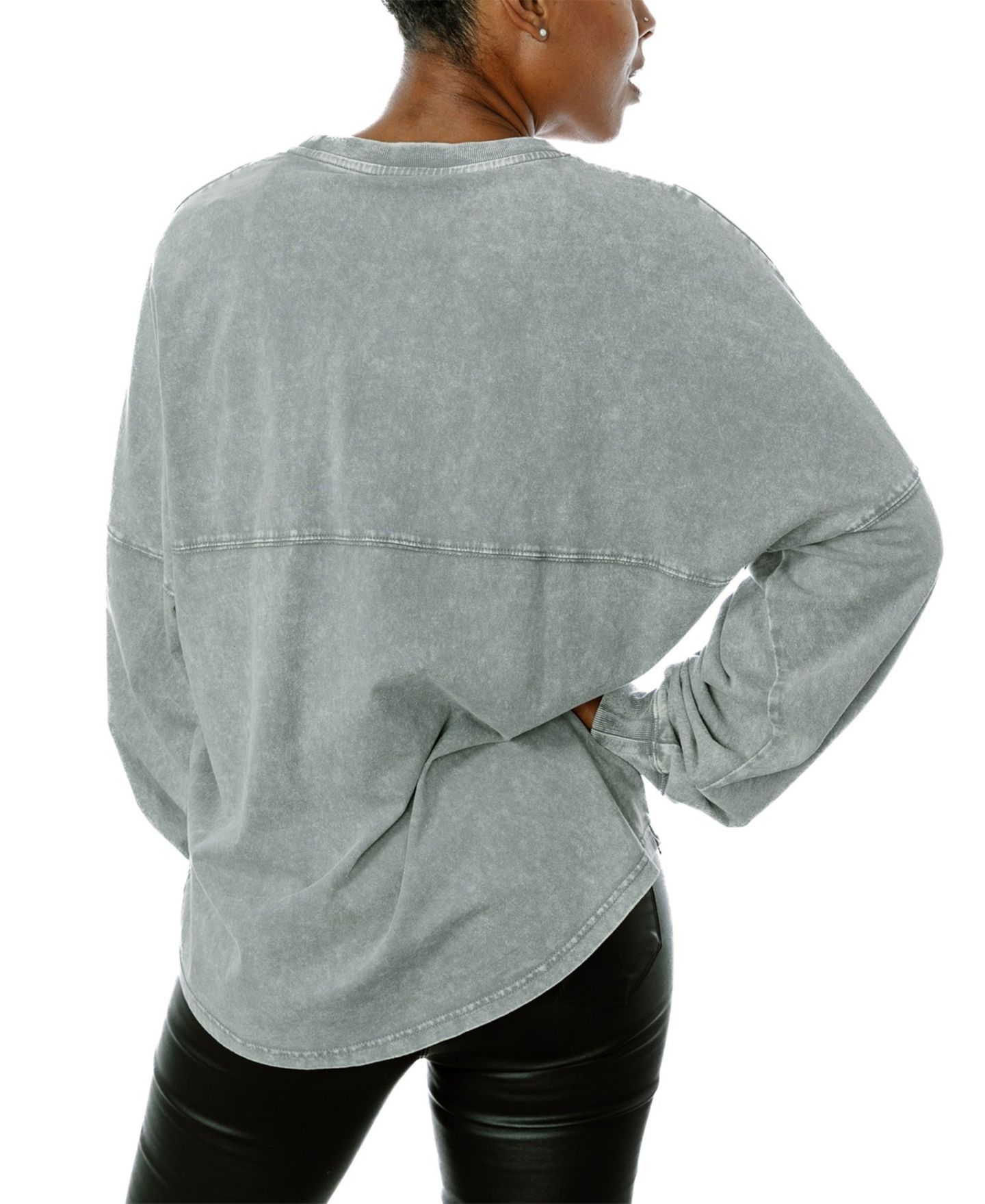 Женская футболка Gameday Couture Gray New York Giants Snow Wash Oversized Long-Sleeve — фото 2