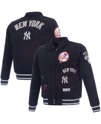 Women's Navy New York Yankees Reversible Wool Full-Snap Jacket