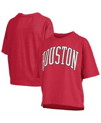 Women's Red Houston Cougars Oversized Nelson Arch Over Logo Slub T-Shirt