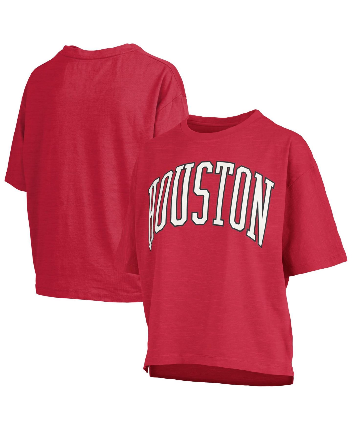 Женская футболка Pressbox Red Houston Cougars Oversized Nelson Arch Over Logo Slub — фото 1