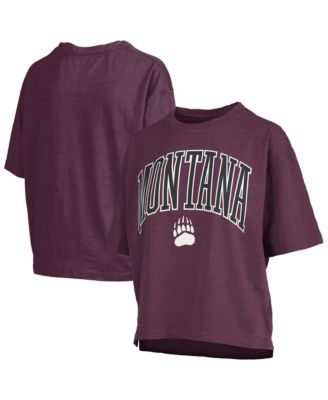 Women's Maroon Montana Grizzlies Oversized Nelson Arch Over Logo Slub T-Shirt