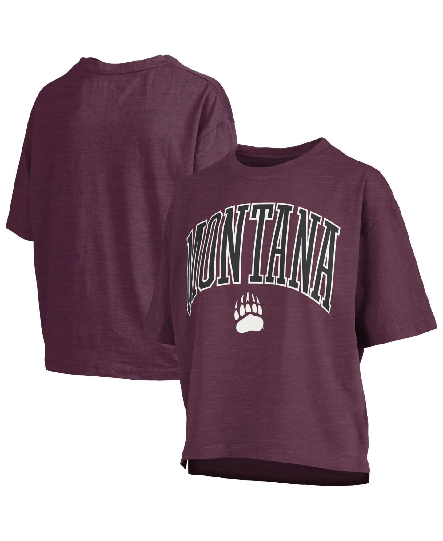 Женская футболка Pressbox Maroon Montana Grizzlies Oversized Nelson Arch Over Logo Slub — фото 1