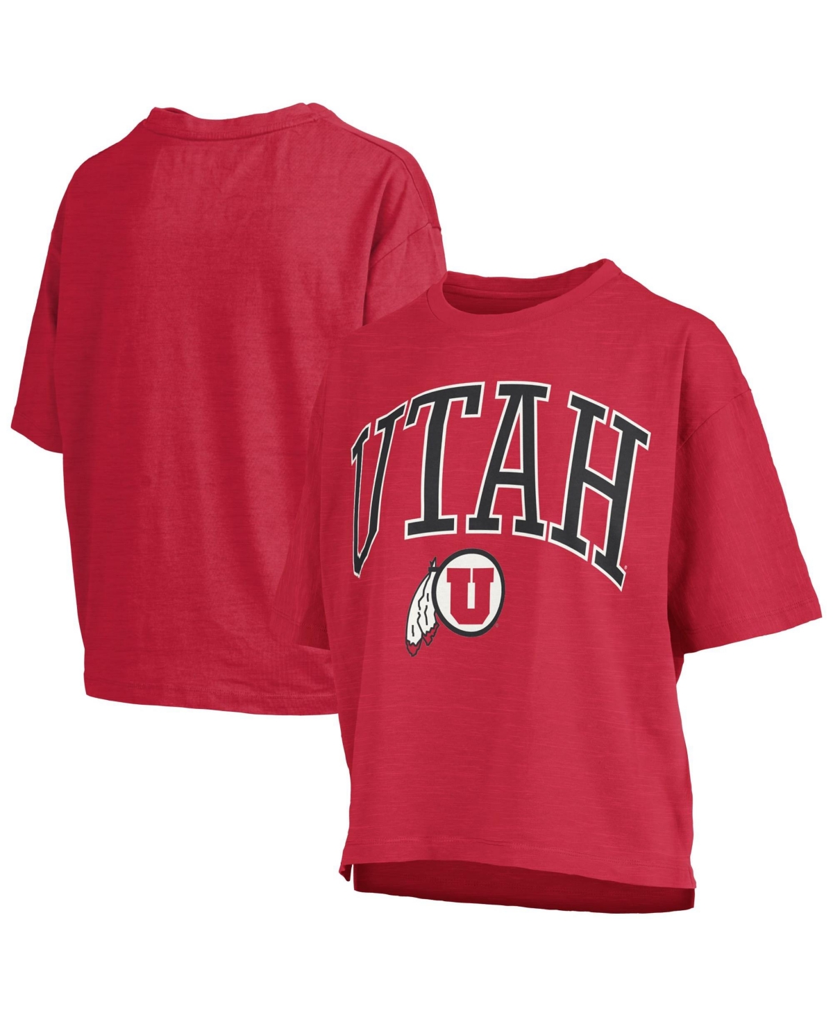 Pressbox Women's Red Utah Utes Oversized Nelson Arch Over Logo Slub T-Shirt - Red