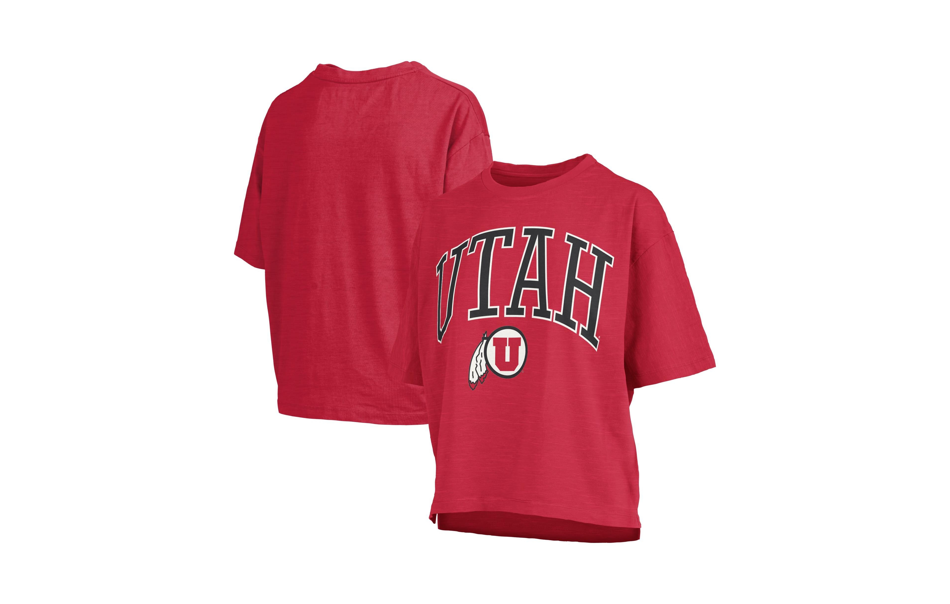 Pressbox Women's Red Utah Utes Oversized Nelson Arch Over Logo Slub T-Shirt