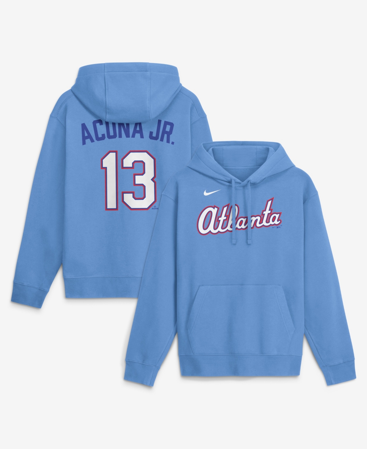 Nike Men's Ronald Acuna Jr. Light Blue Atlanta Braves Name & Number Club Fleece Pullover Hoodie - Light Blue