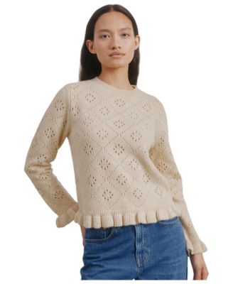 Women's Pointelle Ruffle Sweater