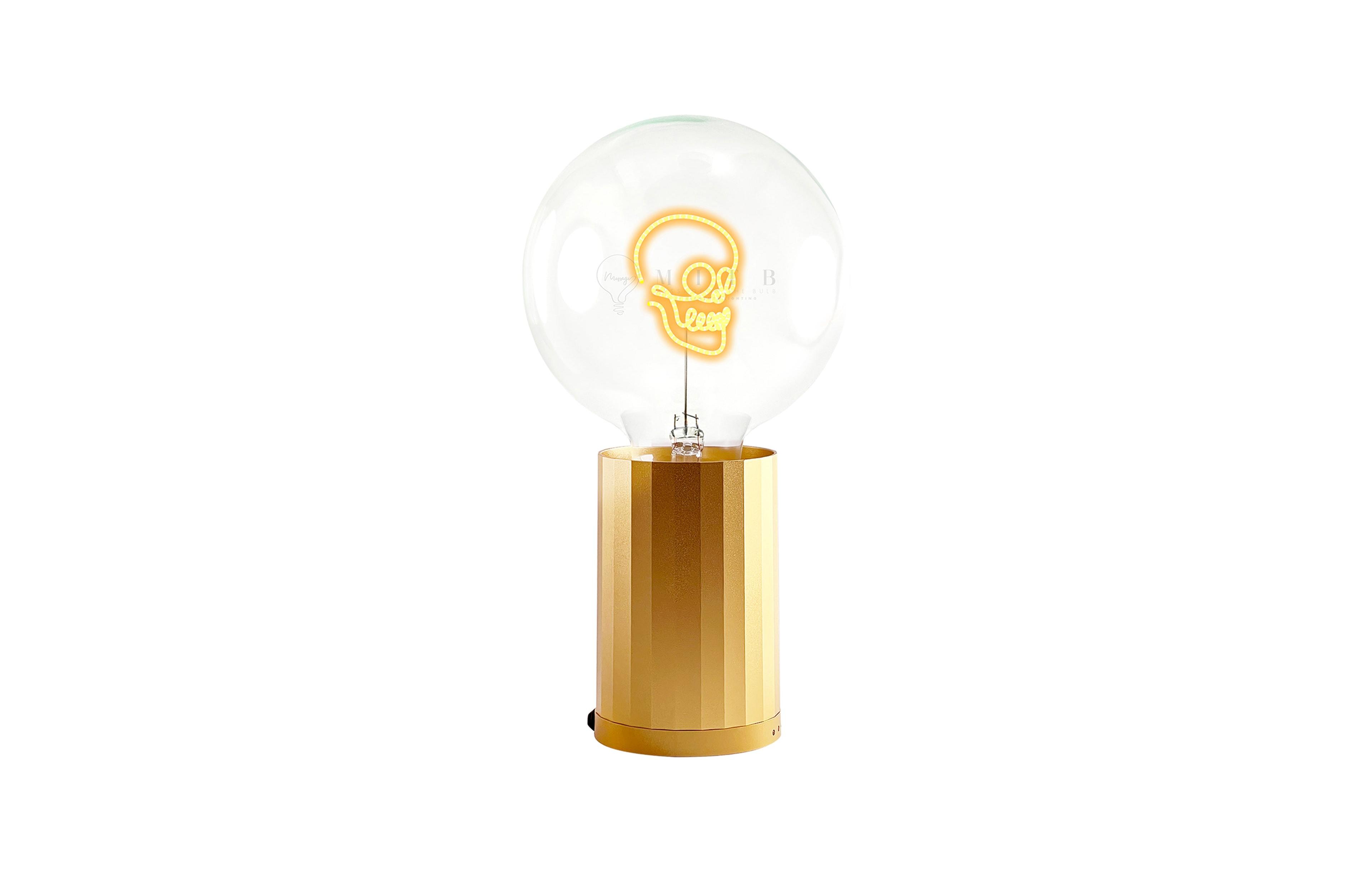 Mitb Bulb Skull Amber with Base Table Lamp Portable