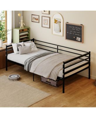 Twin Metal Platform Bed Frame with Guardrails, 600 lb Capacity