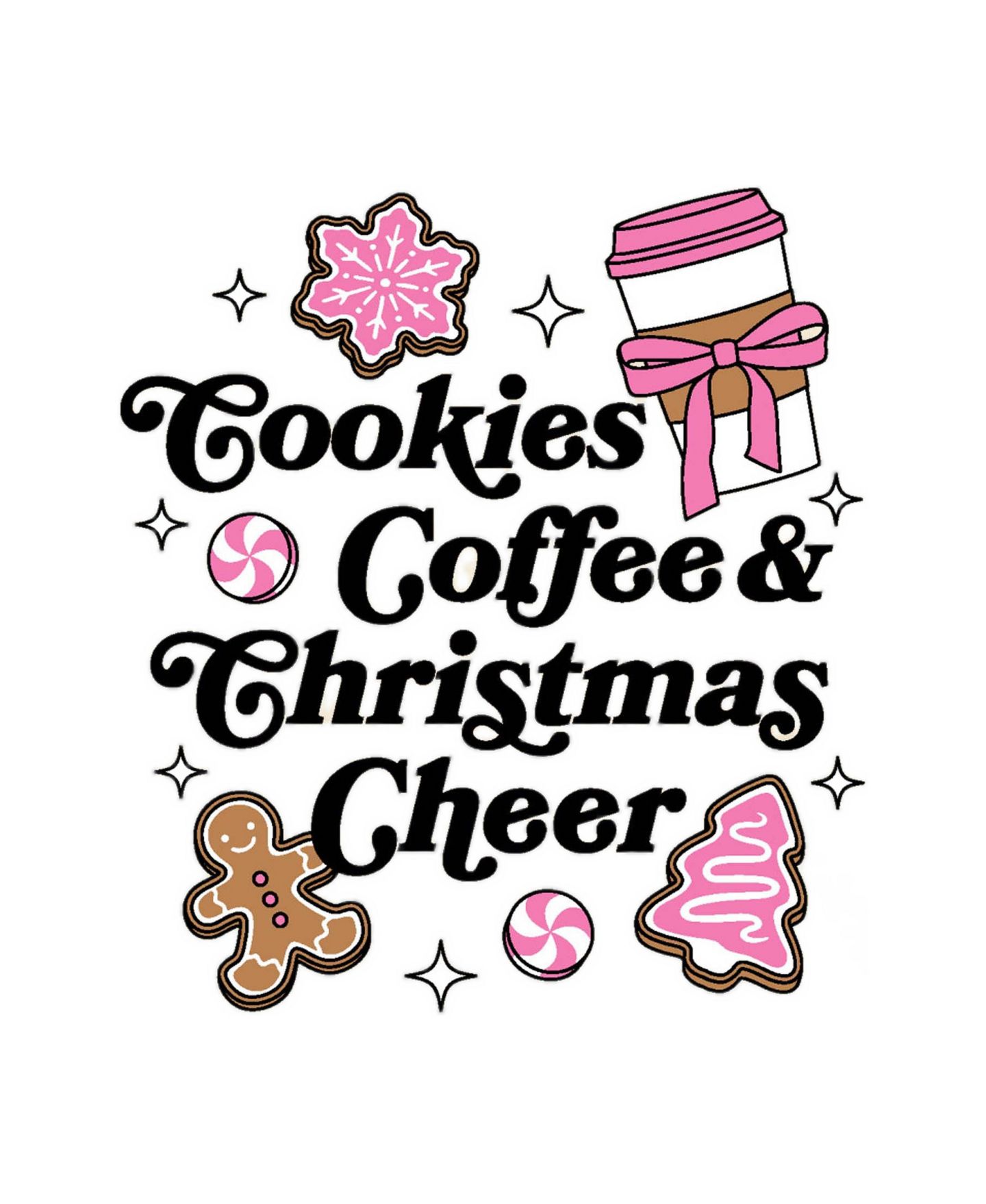 Женская футболка Instant Message Cookies Coffee and Christmas Cheer Graphic Cropped, цвет: Берёзовый — фото 3