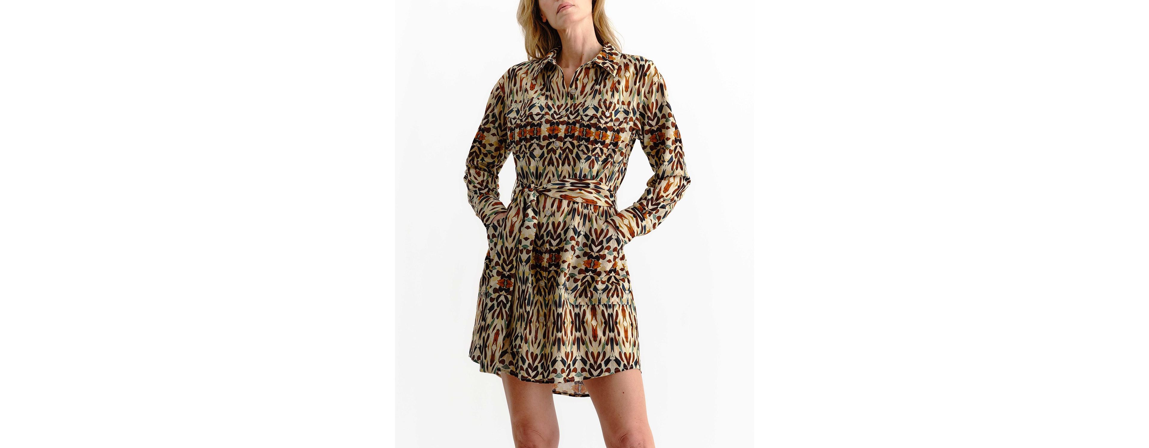 Cartolina Women's Melody Long-Sleeve Mini Print Shirt Dress