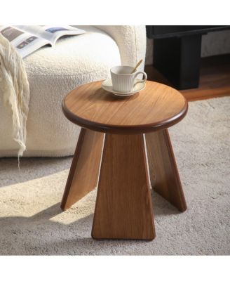 15 in x 15 in x 15 in Wood Grain Finish Three Slanted Legs Round Side Table